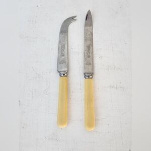 Vintage Priestley & Moore 2-pc Cheese & Grapefruit Knife Set Sheffield UK
